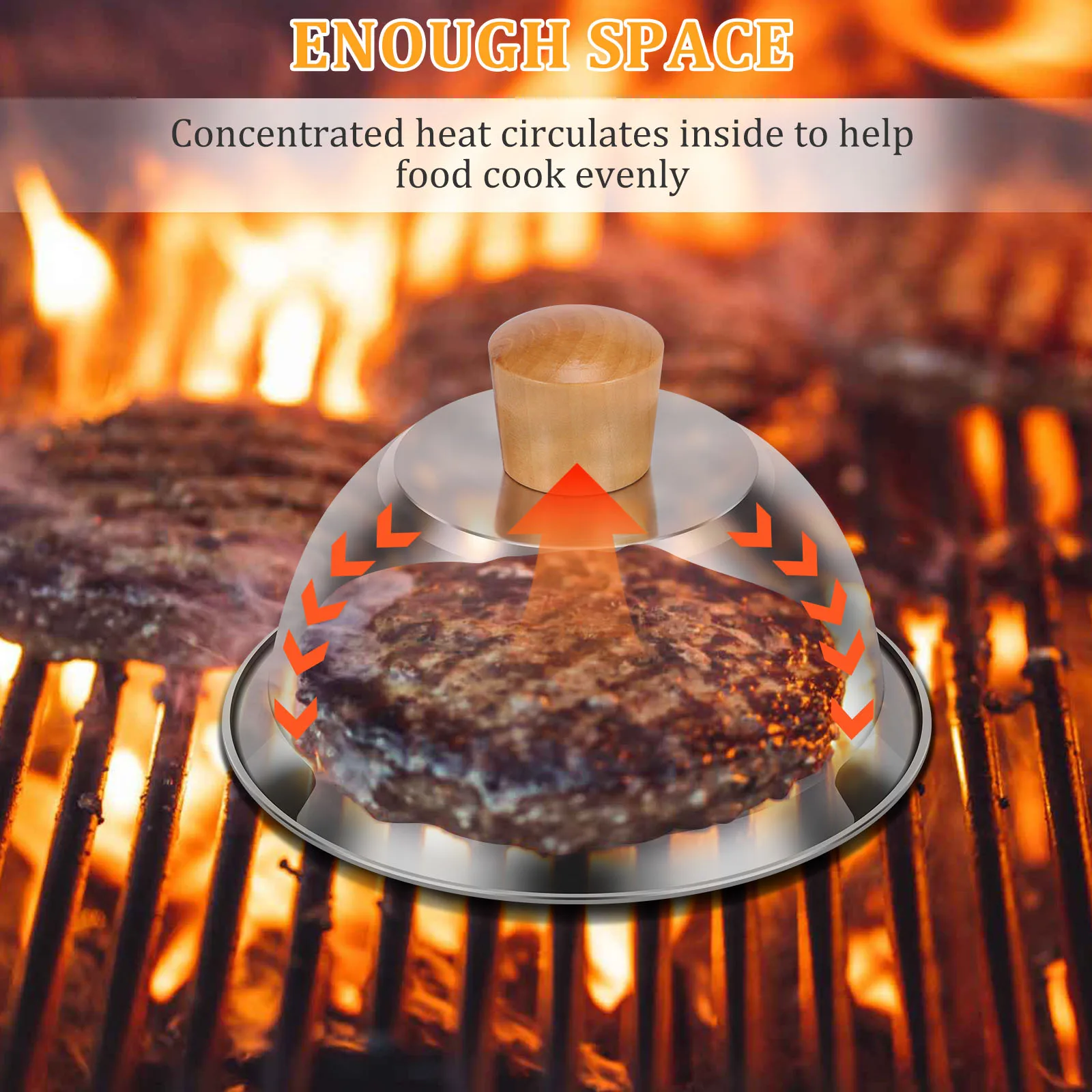 6 Inch Basting Cover, Stainless Steel Melting Dome Set of 4, Small Metal Steaming Cover Grill Lid for Cheese Burger