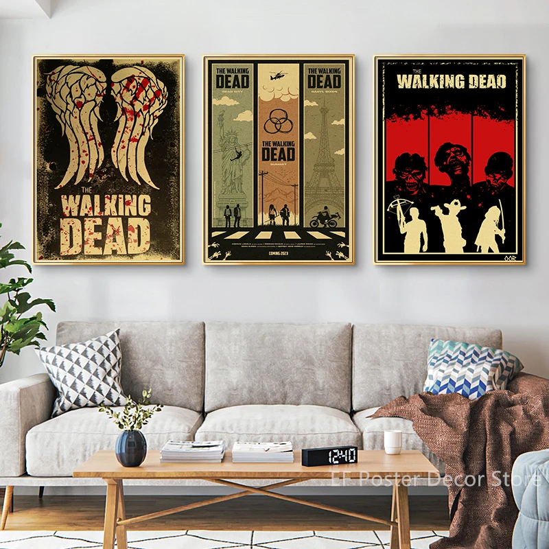 The Walking Dead Poster Rick Grimes/Daryl Dixon Prints Posters Horror TV Show Vintage Home Room Art Wall Decor Retro Painting vintage art poster movie poster wall art print vintage wall art art paper poster