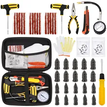 

Car Auto Bike Tire Repair Tool Kit with Eva Storage Case Box Studding Tool Tubeless Tire Puncture Plug Garage Needle Nose Pliers