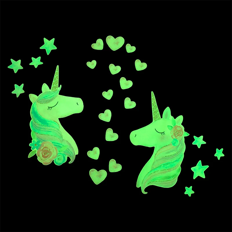 Cartoon Unicorn Luminous Wall Stickers For Kids Room Home Decor Wallpaper Glow In The Dark Wall Decals Unicorn Birthday Party