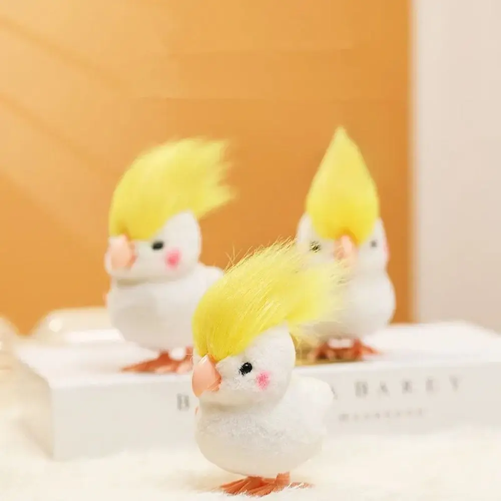

With Cool Hair INS Kawaii Jumping Parrot Chain Winding Soft Dolls Simulated Plush Toys Moveable Anime Plushie Toy Home