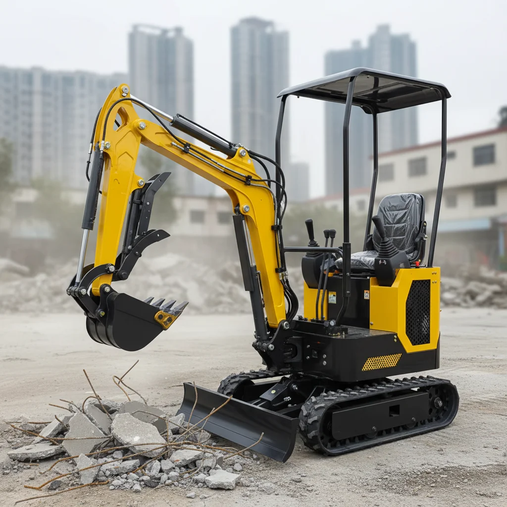 Mini-Raupenbagger 0,8 Tonnen Hydraulischer Kleiner Bagger für Landwirtschaft, Garten und Bauarbeiten