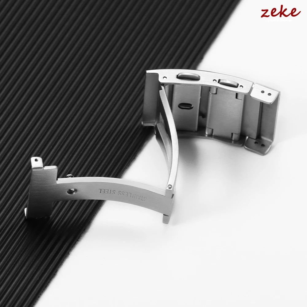 Premium Solid Stainless Steel Adjustable Brushed Watch Clasp with Folding Safety Buckle