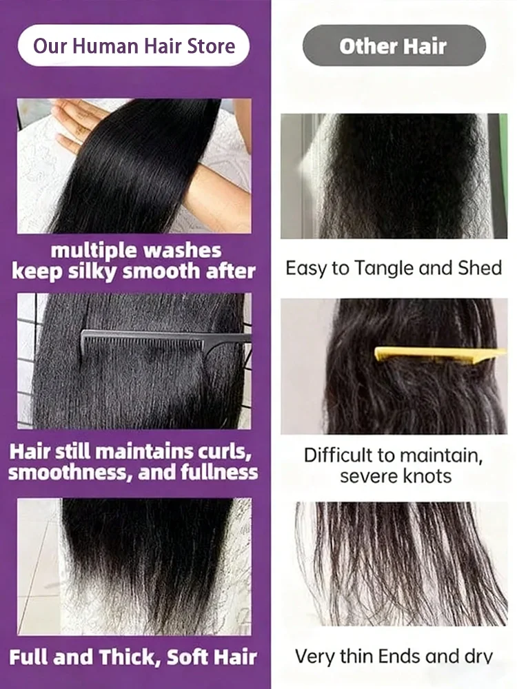 12A Brazilian Long Straight Hair 1/3/4 Bundle Deals Unprocessed Virgin Human Hair Bundles Natural Black Color 12-42 Inches 4