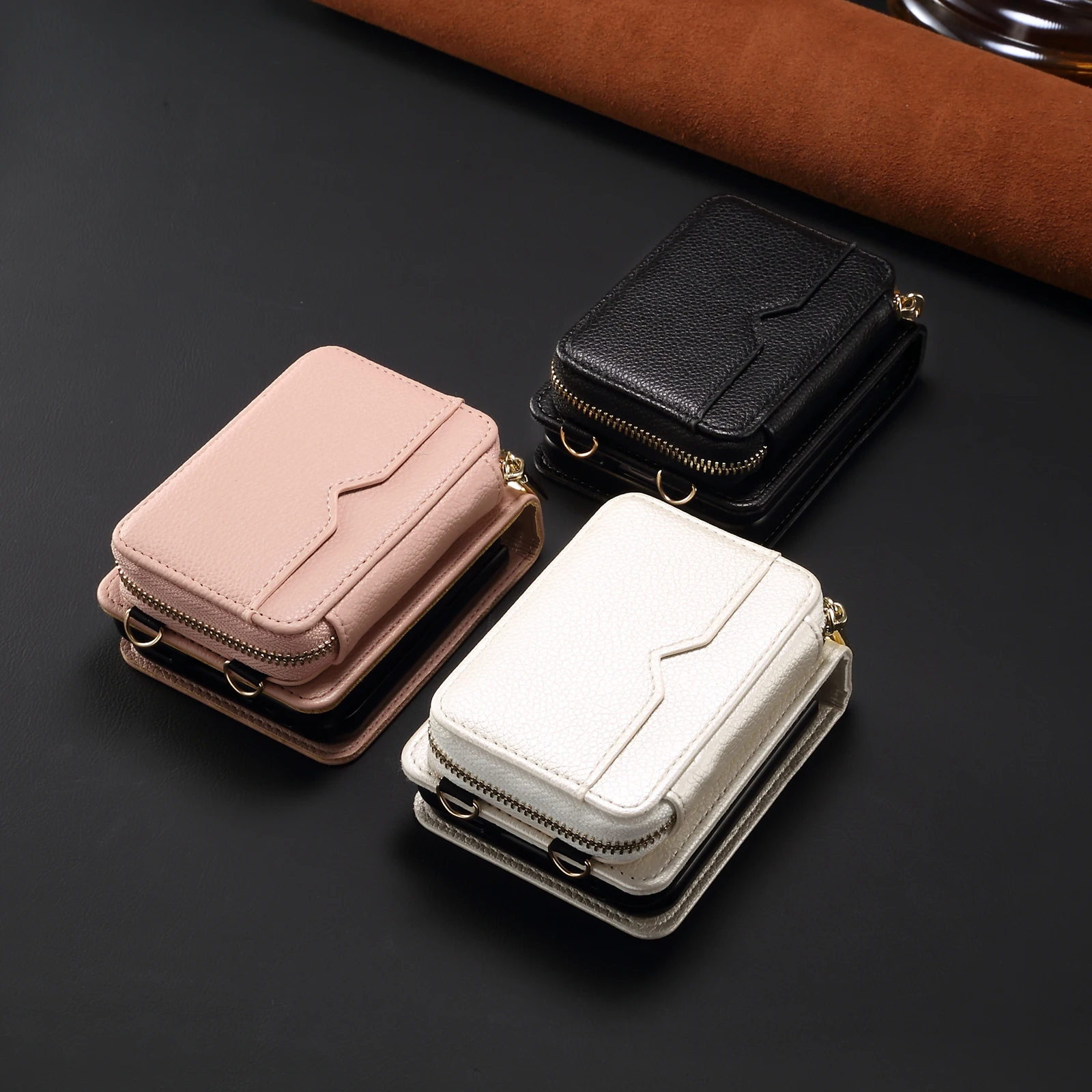 Elegant Leather Crossbody Bag: Luxury Shoulder Pouch with Necklace Strap and Wallet Card Holder