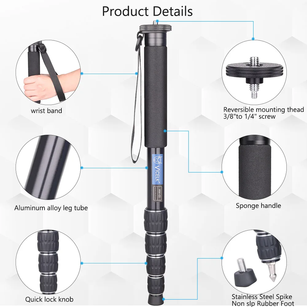VICELK AM-03 165cm ī޶    ˷̴ ձ   ĵ Canon Nikon GoPro DSLR ķڴ
