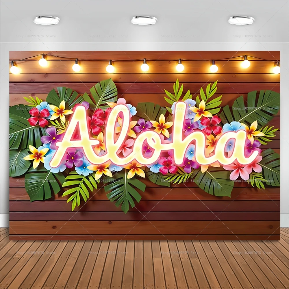 Sommer Hawaiian Strand Hintergrund Tropische Blumen Aloha Luau Party Geburtstag Dekorationen Fotografie Hintergrund Foto Studio Banner – Detail 1