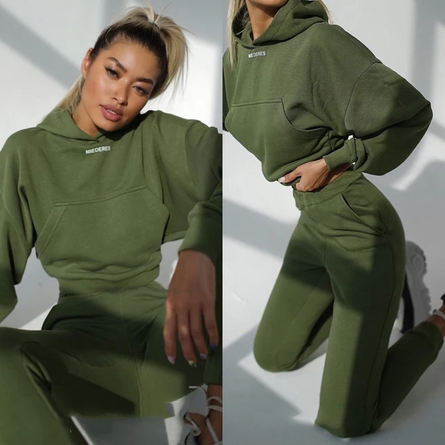 Hoodies Suit Winter Spring Solid Casual Tracksuit Women 2 Pieces Set Sports  Sweatshirts Pullover Sweatpants Streetwear - AliExpress