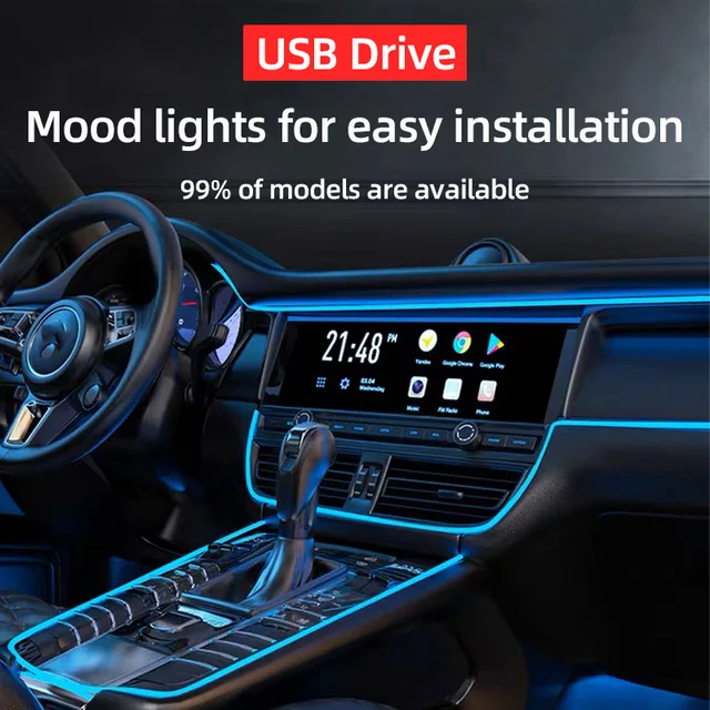 5m Car Interior Atmosphere Lighting LED Strip 5V DIY Flexible EL Neon Cold  Light Line Tube With USB Auto Decoration Ambient Lamp - AliExpress