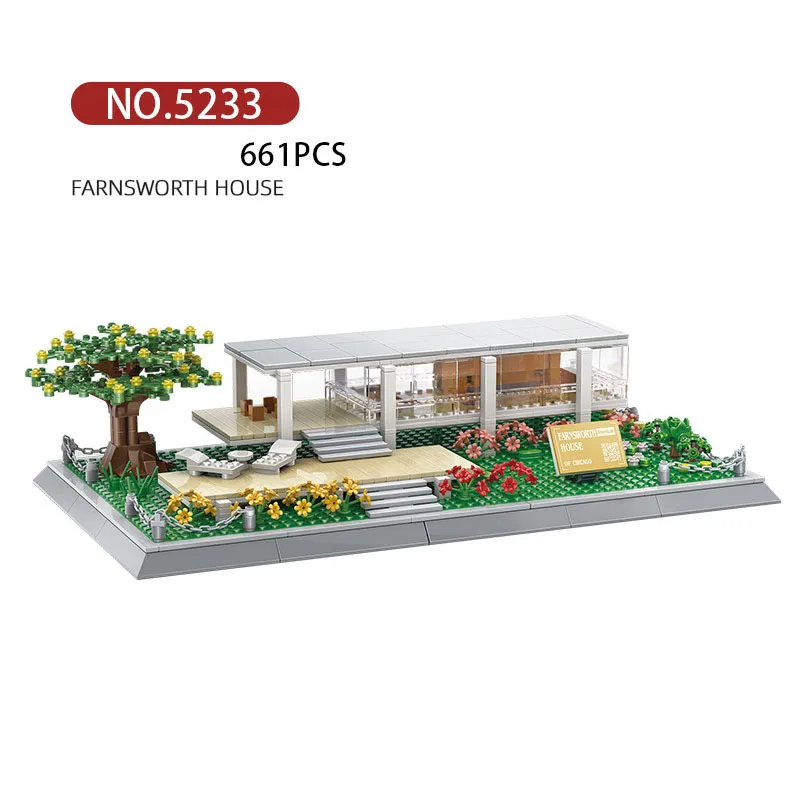 

Creative Streetscape World Famous Art Architecture Moc Building Block United States Farnsworth House Street View Toy For Gifts