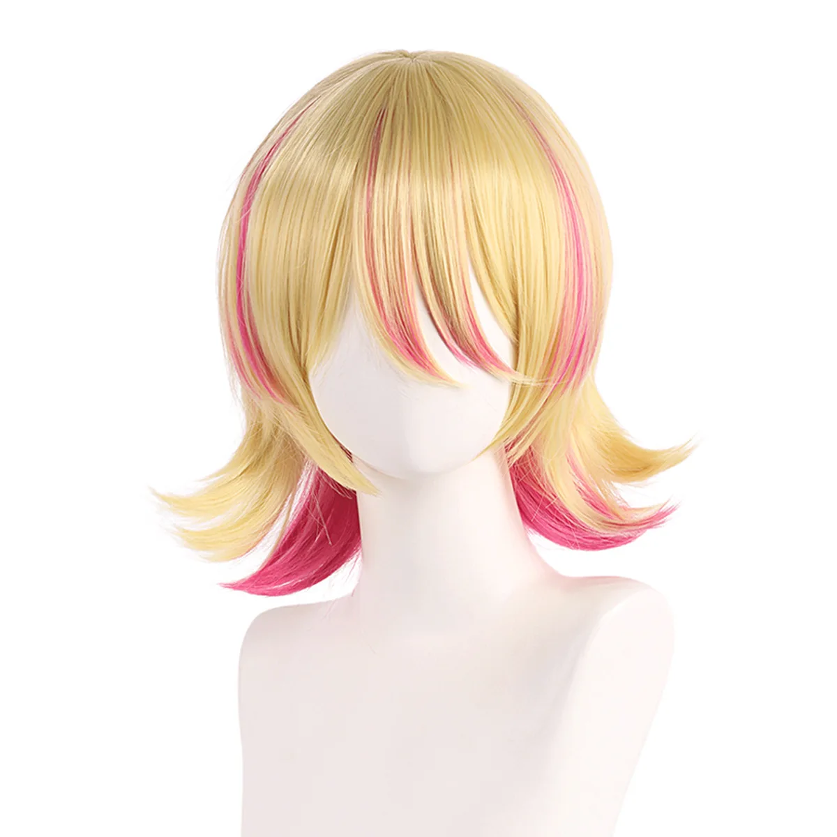 Parrucca cosplay sintetica Capelli biondi corti Code doppie Costume anime Gioco di ruolo per feste Carnevale Halloween Dress Up Resistente al calore - immagine 5