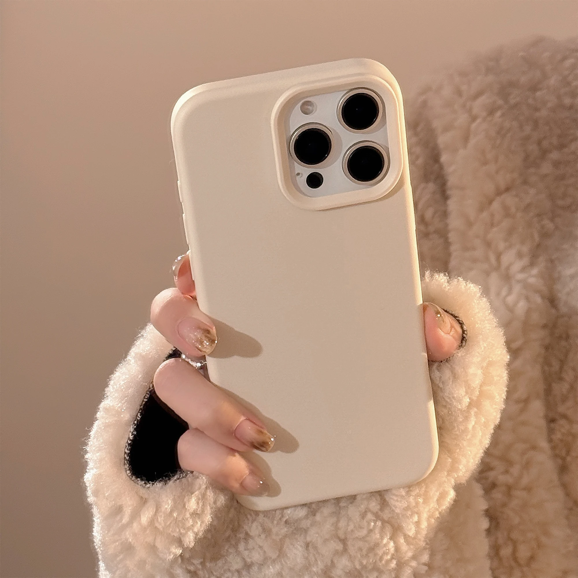 Korea Ins Luxury Simple Solid Color Phone Case for iPhone 16 15 14 13 Pro Max 12 11 Back Cover Funda