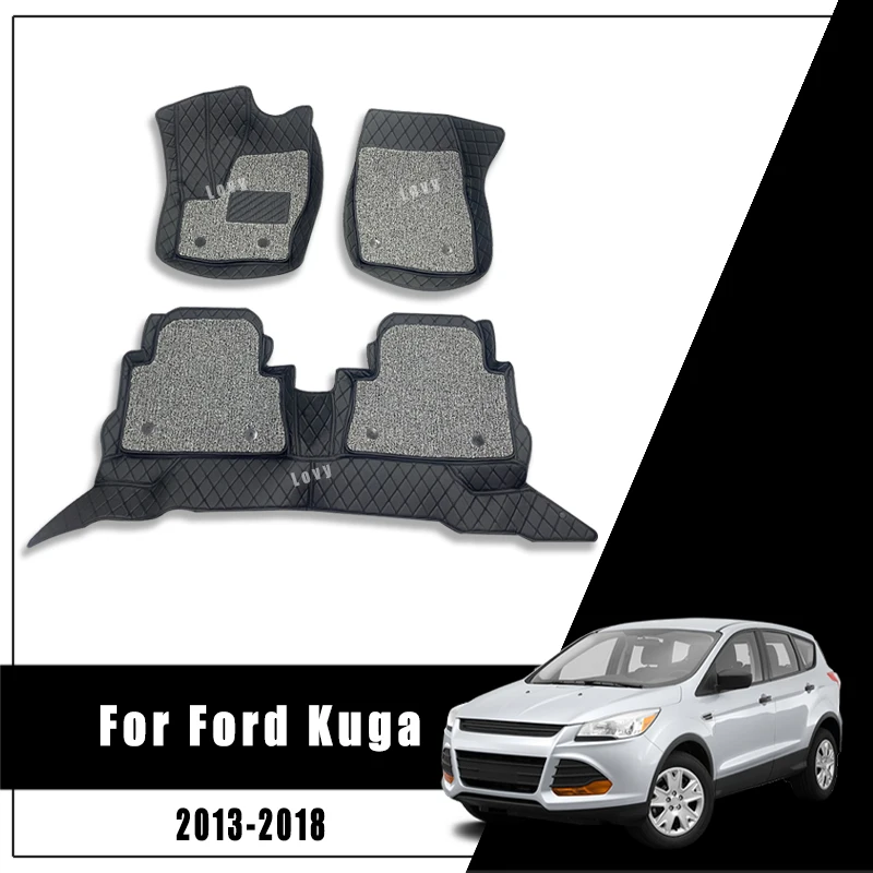 

For Ford Kuga Escape Facelift 2018 2017 2016 2015 2014 2013 Luxury Double Layer Wire Loop Car Floor Mats Carpets Auto Interiors