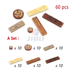 Wood Grain Pattern Tile Parts - City Building Block Accessories Assembly Toy (A Set 60 pcs)