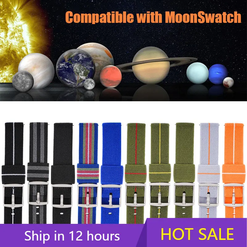 

20mm Stretch Nylon Strap Suitable for Omega MoonSwatch Quick Release Pogo Pin Waterproof Sports Watch Accessories