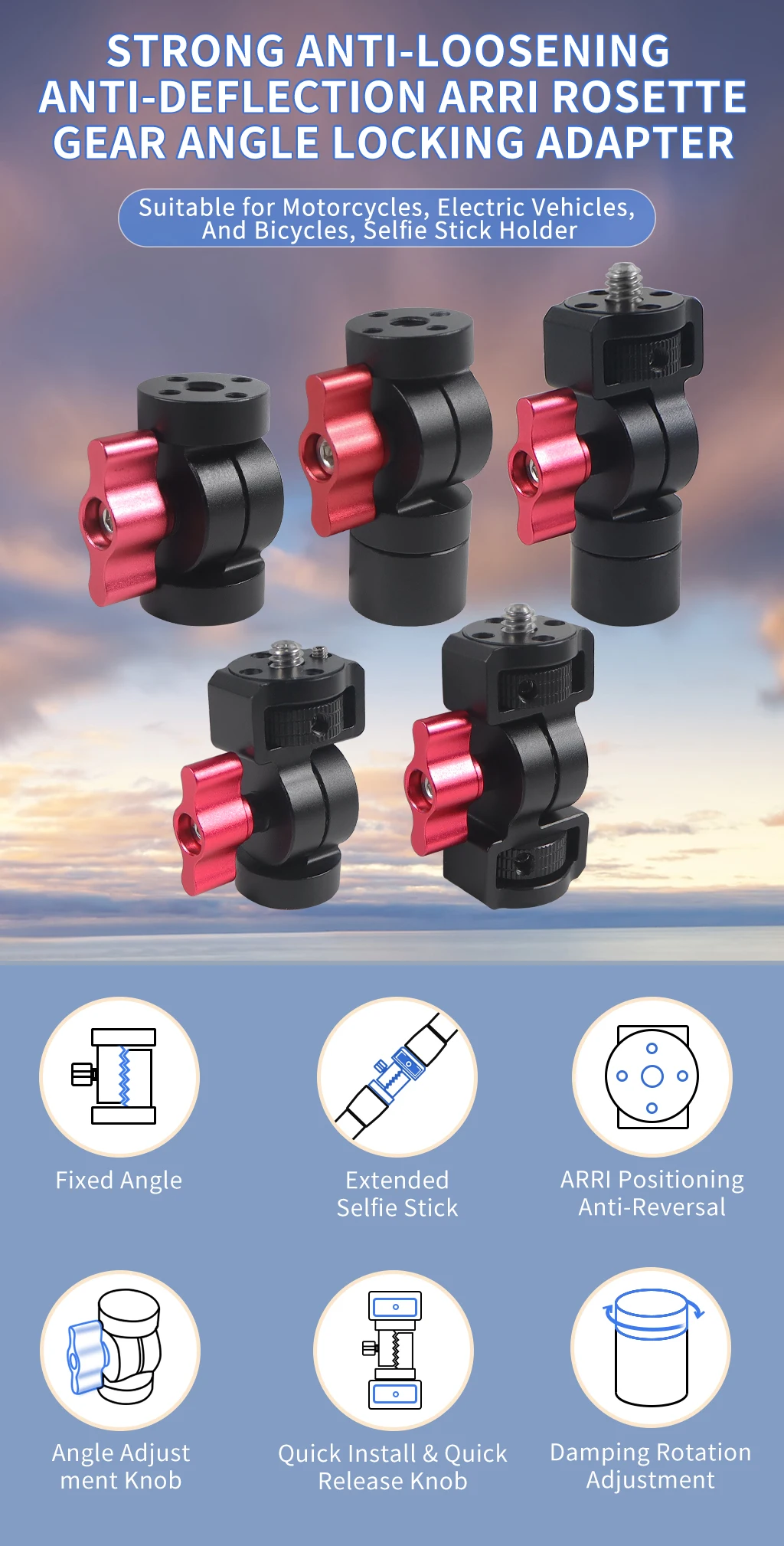 Aluminum Mini Tripod Head Adapter Arri Locating Holes Monitor Mount for DJI OSM