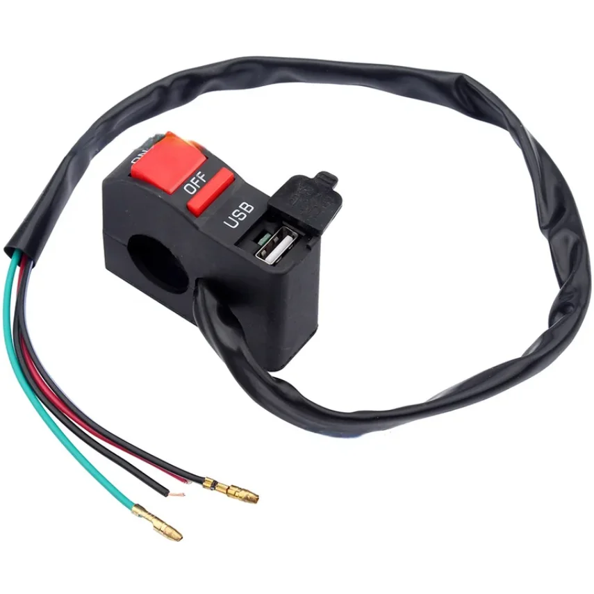 

Motorcycle Handlebar Flashing Switch Universal Moto Light Switch ON OFF Button ATV Bike DC12V Black Two Core Wire1pc