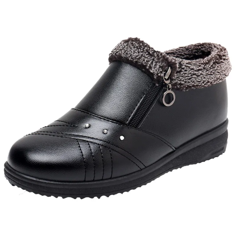 

Fashion Boots Women's Ankle 2022 Round Toe New luxury Style Platfrom Thermal Plush Boots Snow Warm Shoes Slip-on Mujer Zapatos