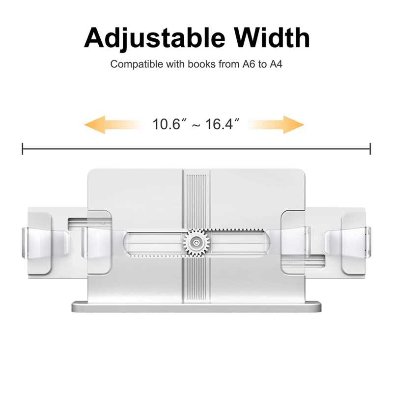 Hands-Free Book Stand-Adjustable, Expandable Holder For Comfortable Reading-90&deg; Angle, Transparent Page Clips Easy To Use