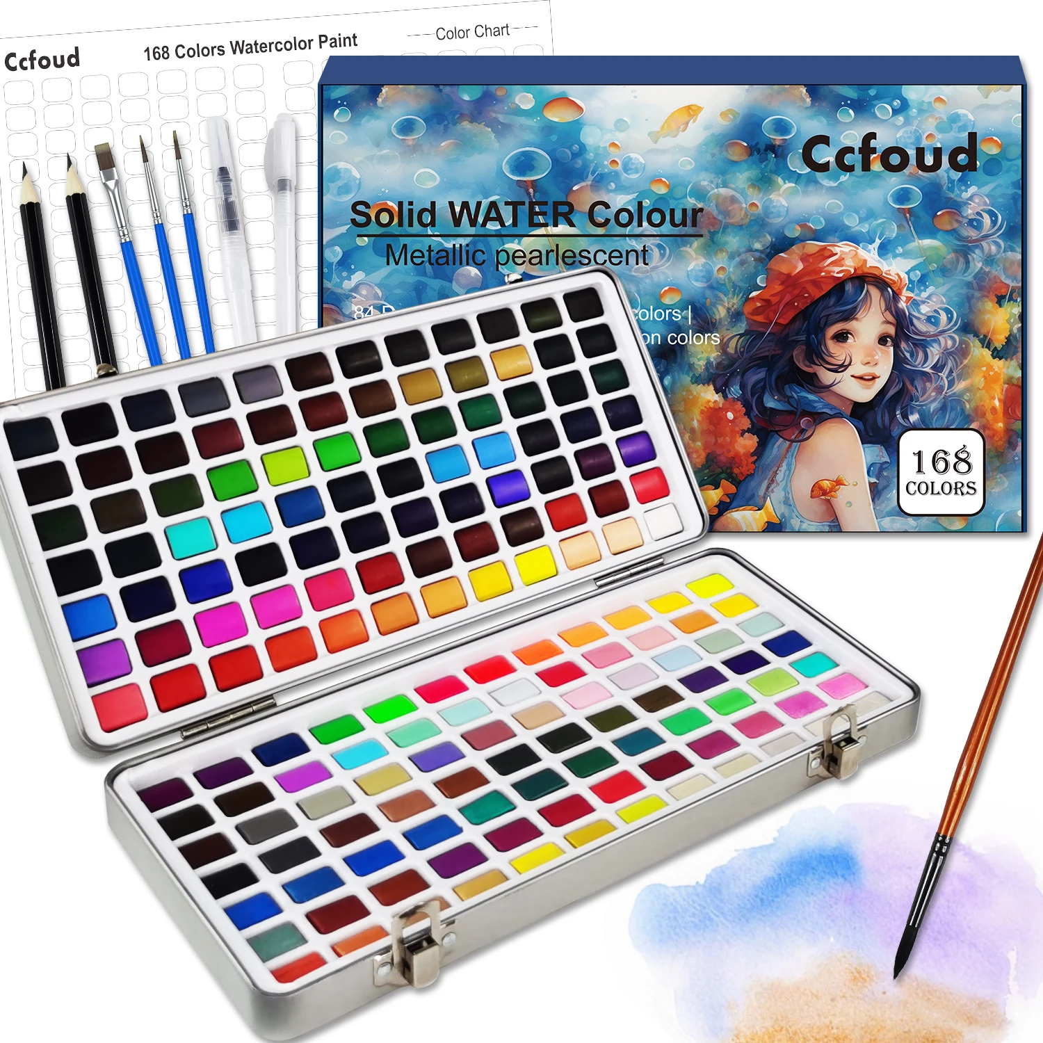 Watercolor painting set 20/48/50/60/100/168-Color Watercolor Paint Set Brushes Pencils Washable Vibrant Art Supplies for Adults