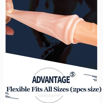 2pcs/set Male Glans Sleeve Cock Ring Penis Condom Sex Toys for Men Foreskin Chastity Cage Delay Ejaculation Penis Enlargement 4