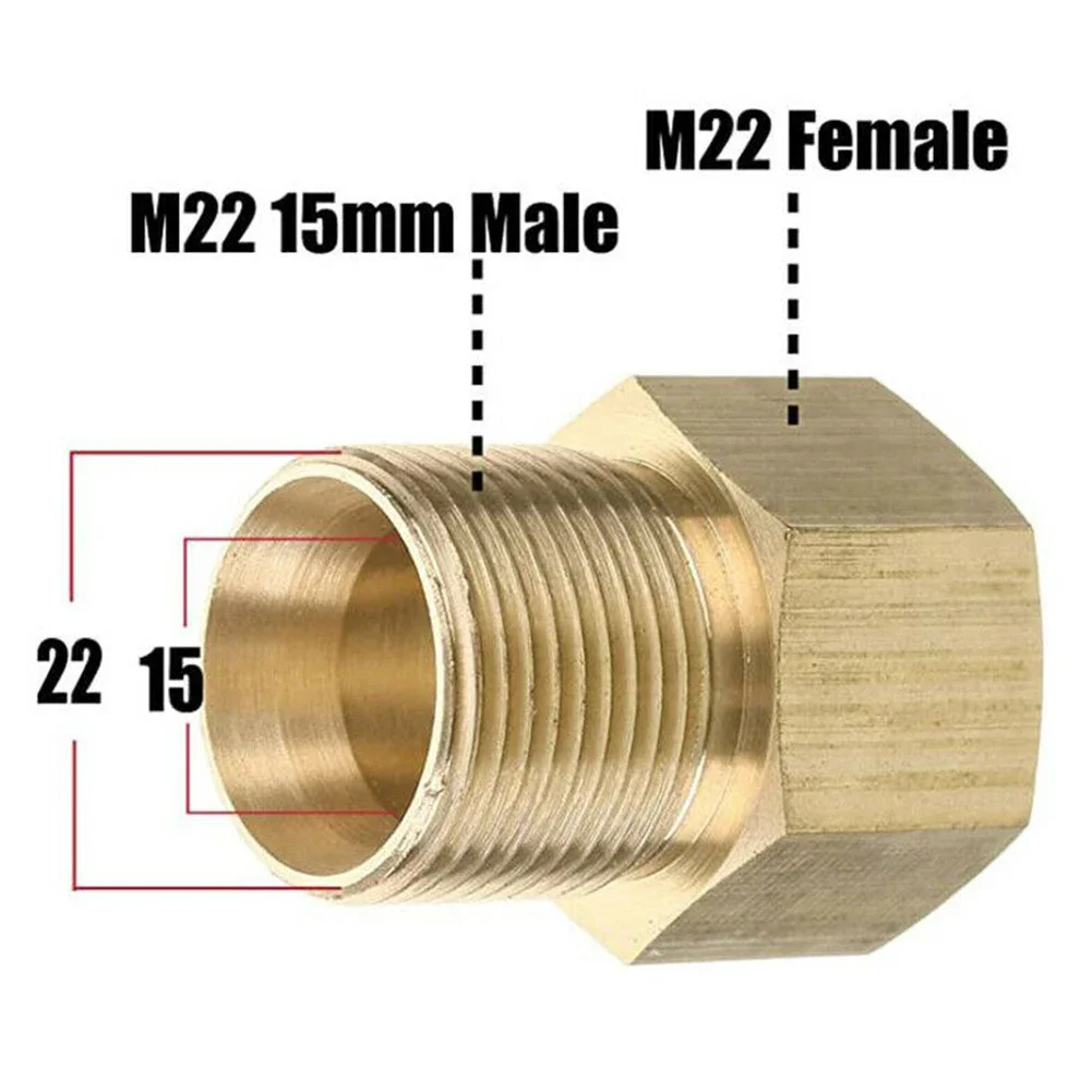 

Pressure Washer Adapter Metric Adapter 4500 PSI Accessories Brass M22-14mm Female M22-15mm Male Thread To Durable 2024 Hot