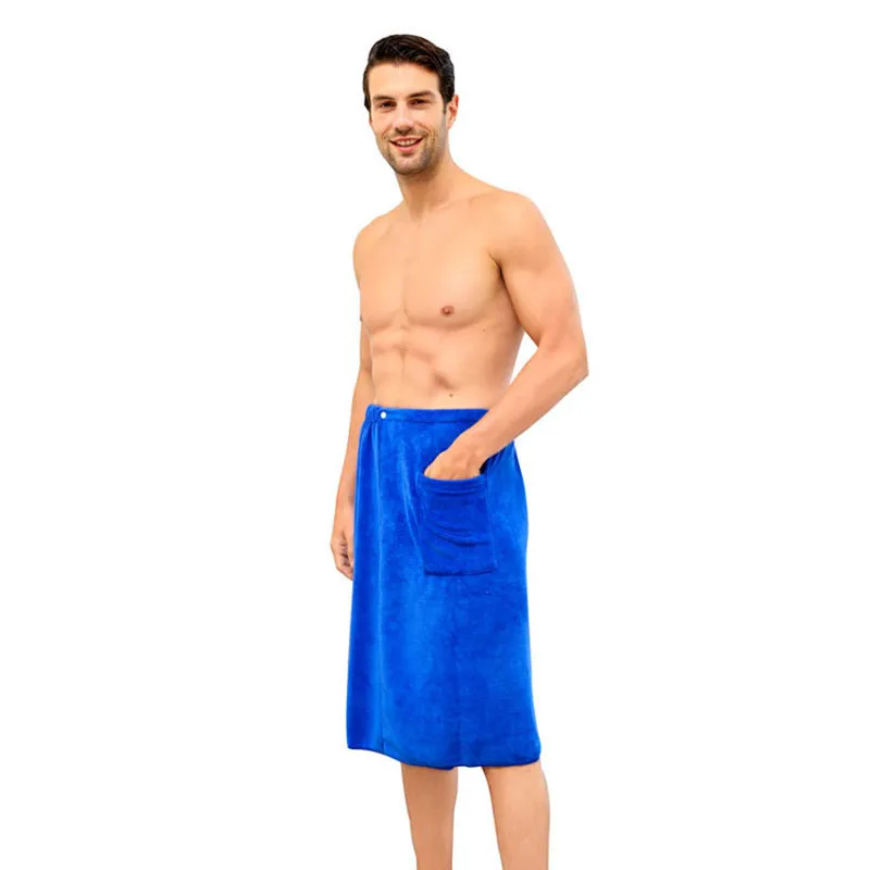 Men can wear soft micro-fiber bath towel with pocket bathrobe shower bag sauna room swimming holiday spa beach towel 4