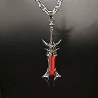 League of Legendes the Darkin Blade Enamel Model Pendant Necklace for Men Boys LOL Aatrox Chain Necklace Fans Cosplay Jewelry 2