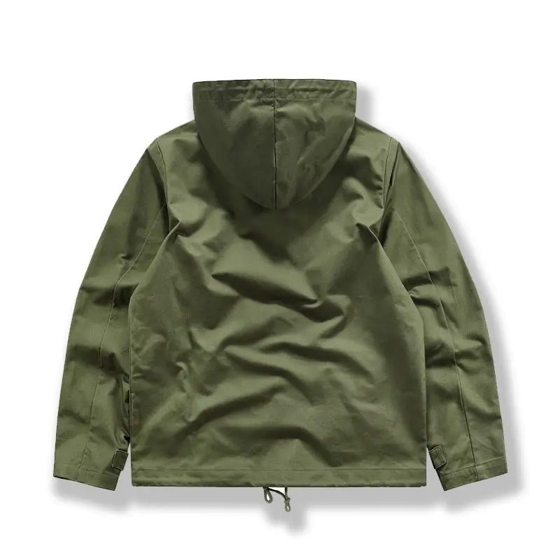 US Hooded Pullover Japanese Retro Fashion Parker Jacket Drawstring Neckline Workwear Jacket Male Casual Sweatshirts Printed Tops