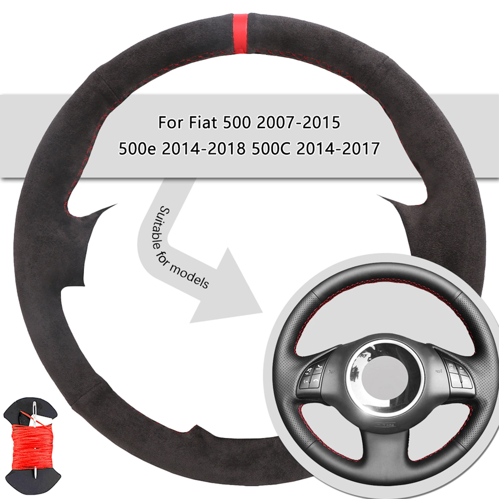 Dark Grey Suede Leather Steering Wheel Cover