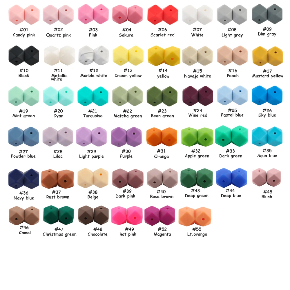 Silicon Beads 10Pcs 14mm Hexagon For Jewelry Making DIY Necklace Bracelets Keychain Handmade Accessories