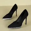 Leather Suede Super High Heels Spring New Pointy Shallow Mouth Thin with Waterproof Platform Temperament Single Shoes 4