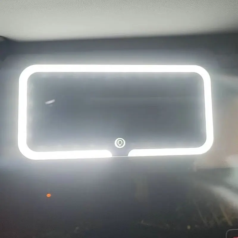 Makeup Mirror Car Sun Visor Touch Screen Adjustable Brightness 3-Color Switchable Charging Vanity