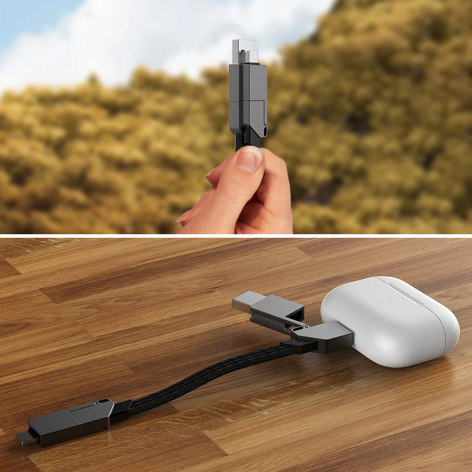 Compact Multi-Device Fast Charging Keychain Cable