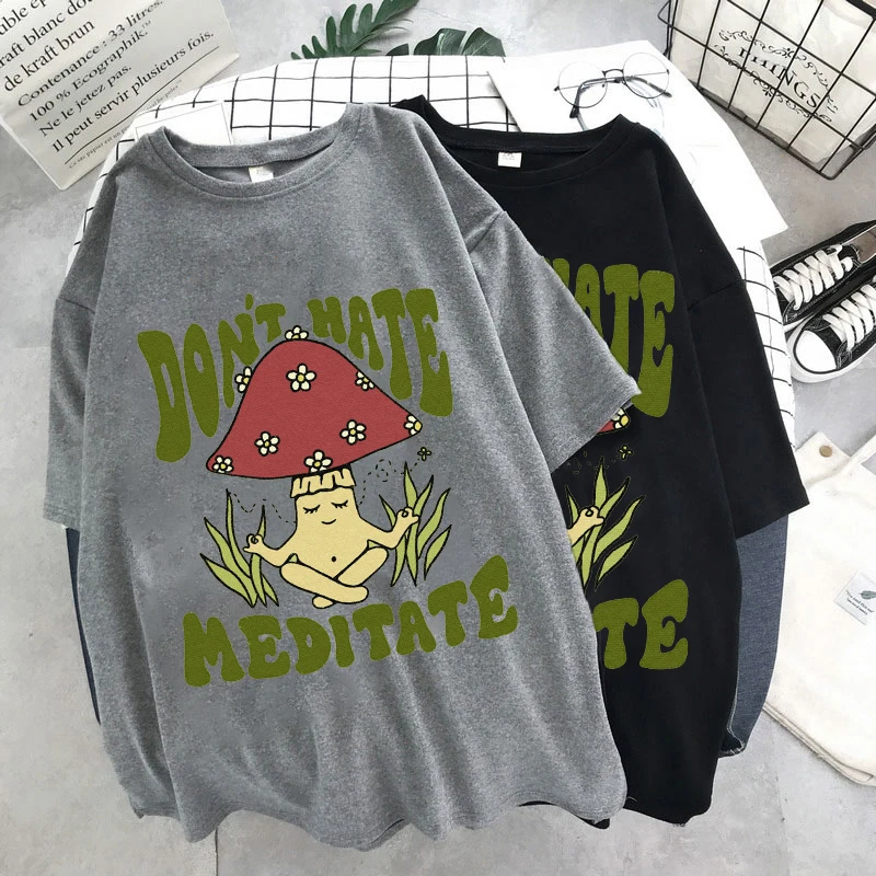 Mushroom Cute Women's T Shirt Grunge Aesthetic 80s 90s Cotton Short