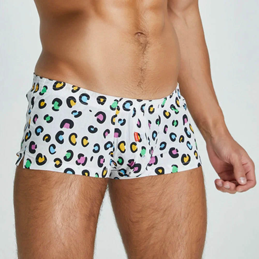 

Men Trunks Soft Leopard Printed Arrow Shorts Sexy Low Waist Arrow Pants Boxer Briefs Breathable Pouch Underwear Panties