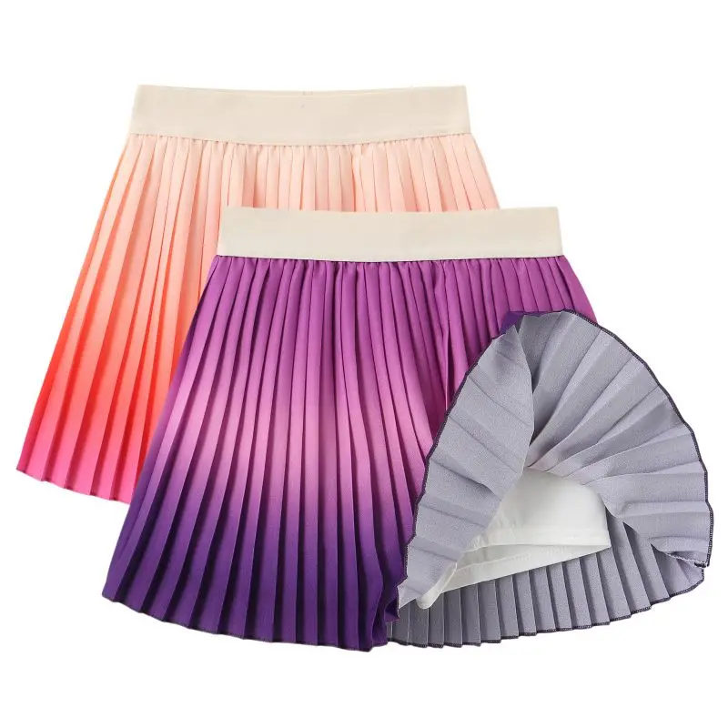 Children Girls Tennis Skirt Gradient Color Pleated High Waist Skirt Casual tie-dye Mini A-Line Skirt Built-in Bottoms 4 Se21b577bc9d74d8eafa0522f1d5bf35cs