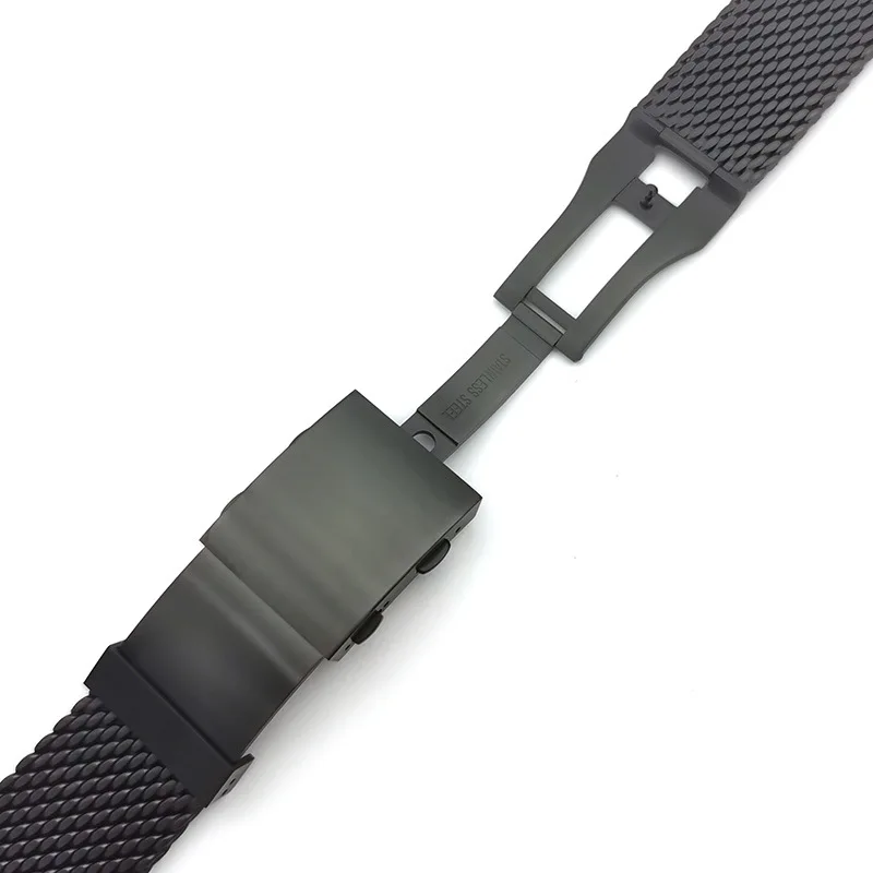 22mm Mailänder Edelstahl Mesh Armband für iwc Omega Seiko Samsung Uhr High-End Metall uhr Armband Falt verschluss – Detail 9