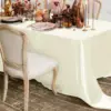 Tablecloth Satin Rectangular Table Overlay Cover Bright Silk Tablecloth Smooth Fabric for Wedding Banquet Table Decoration Ivory 6