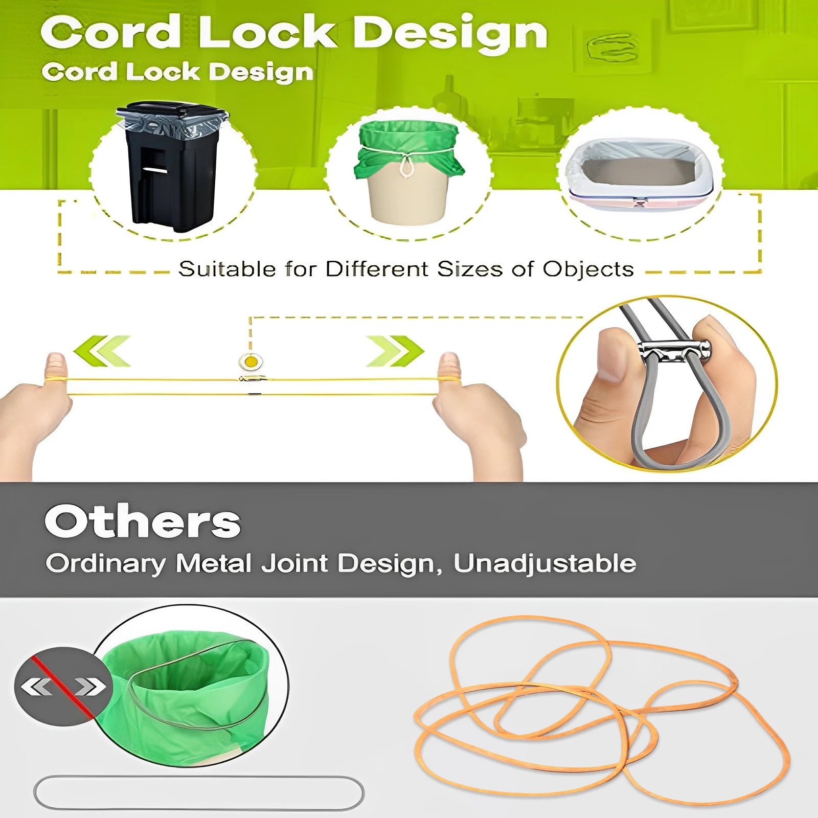 Colorful Elastic Rubber Trash Can Bands with Adjustable Buckle