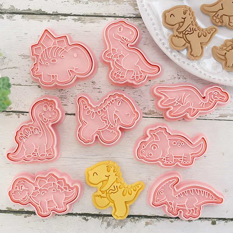 Dinosaur Shape Cookie Cutters Plastic 3D Cartoon Pressable Biscuit Mold Cookie Stamp Baking Pastry Bakeware Cake Decoration Tool cookie cutter baking mold cookie mould