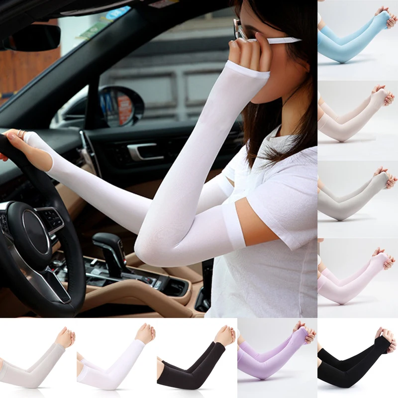 Long Gloves For Women Men Sun UV Protection Arm Sleeves Ice Silk Sunscreen Sleeves Outdoor Running Fishing Cycling Arm Cover