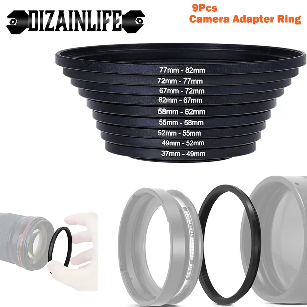 Anelli Obiettivo Fotografia Kit 18 Pezzi Anelli Step-up E Step-down Per Filtri Obiettivo - Diametri Da 37 A 82mm Kit Step Up Step Down K&amp;F