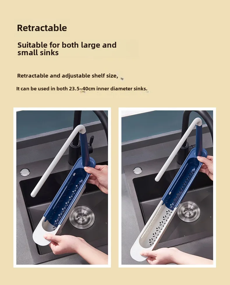 Description Picture 5 of itemKitchen Sink Rack Supplies Household Collection Water Filter Drain Basket Rag Drain Pool Telescopic Rack Storage