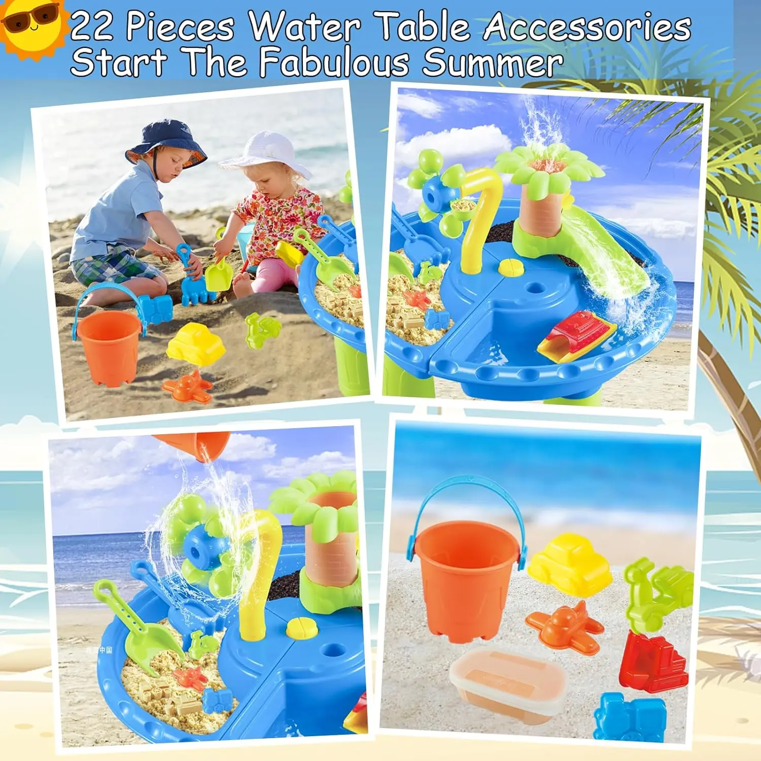 Water Table Sandbox for Kids Outdoor Sensory Play with Sand Toys and Splash Pool, Perfect for Toddlers Summer Activity 5