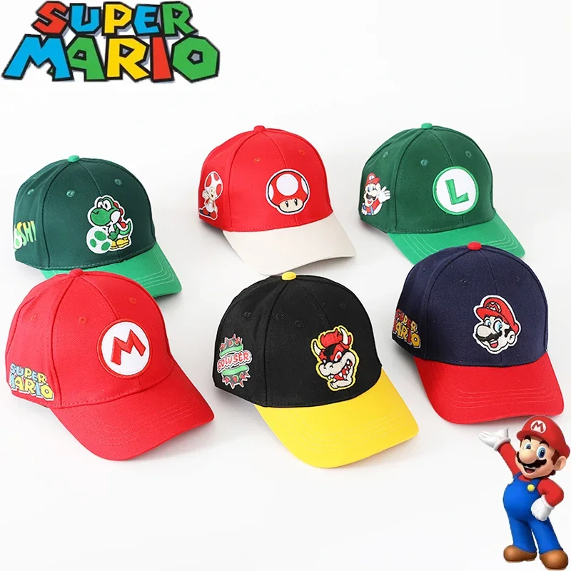 

Super Mario Bros Embroidered Baseball Cap for Men Cute Cartoon Yoshi Little Mushroom Kids Warm Sunblock Hat Christmas Gifts