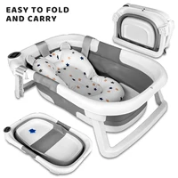 Foldable Baby Bathtub with Cushion and Thermometer