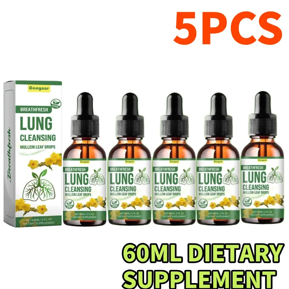 Mullein Leaf Drops 5PCS 60ml Breathfresh Cleansing Drops Promote Cleansing Rapid Absorption Enhance Dietary Supplement