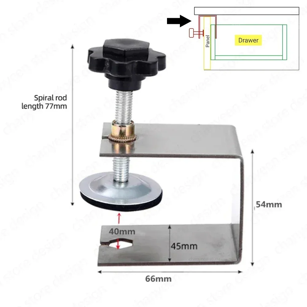 Adjustable C Clamp Cabinet Hardware Jig for Installing Knobs, Pulls, and Handles in Woodworking Projects