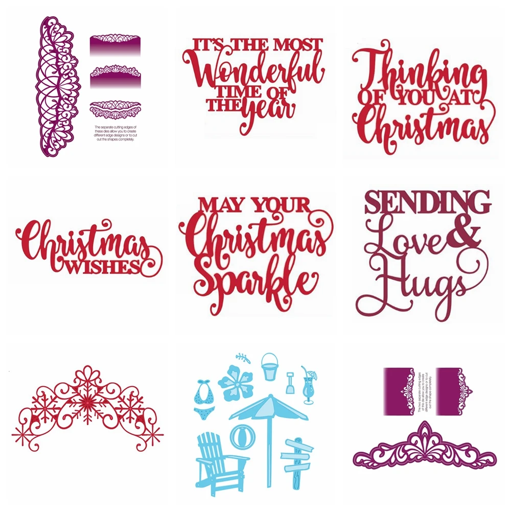 LZBRDY Christmas Metal Cutting Dies - "Merry Christmas Peace Joy" Embossing Dies For Card Making